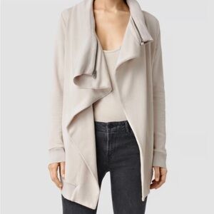 All Saints Dahlia Asymmetrical Drape Sweat Cardigan/Jackets Size XS